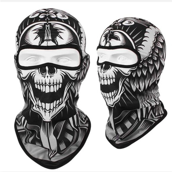 Tactical Skull Ghost Printed Full Face Mask Balaclava Halloween Ski Motorcycle - Picture 1 of 6